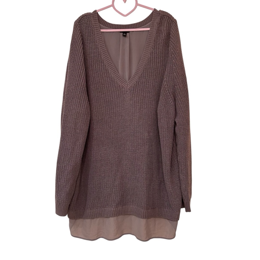 Torrid Sweater 4 4X Gray V Neck Long Sleeve